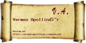 Vermes Apollinár névjegykártya